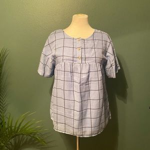 Blue Checkered Blouse